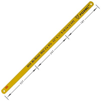 12 inch Bi-Metal M42 Hacksaw Blade 18/24/32 TPI Variable Teeth