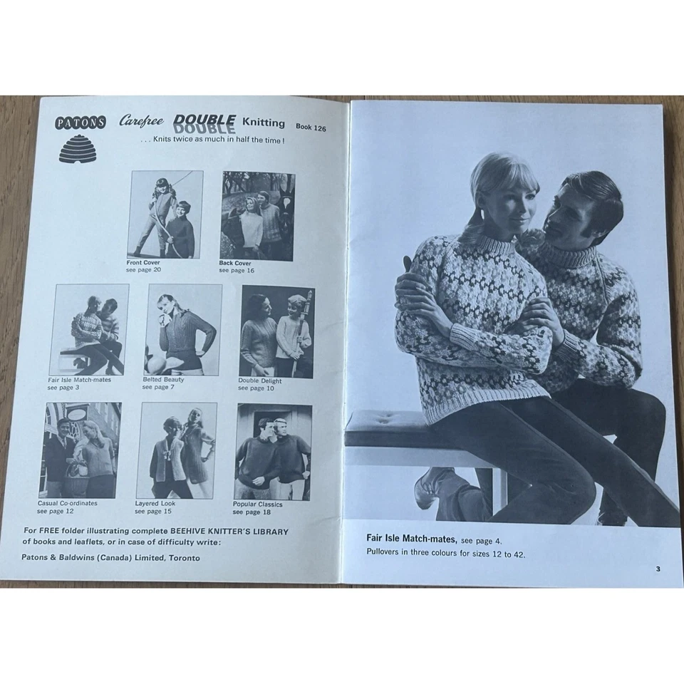 Suéteres familiares Patons Carefree Knitting in Double by Beehive Pattern Book 126 Foto 2 de 4