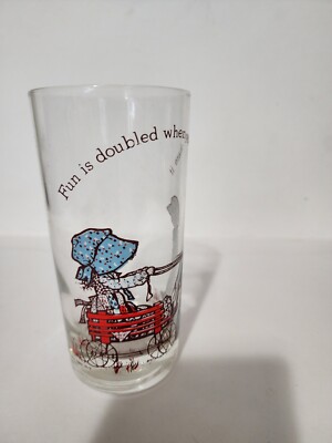 vintage 1978 holly hobbie drinking glass, fun is doubled when you share it