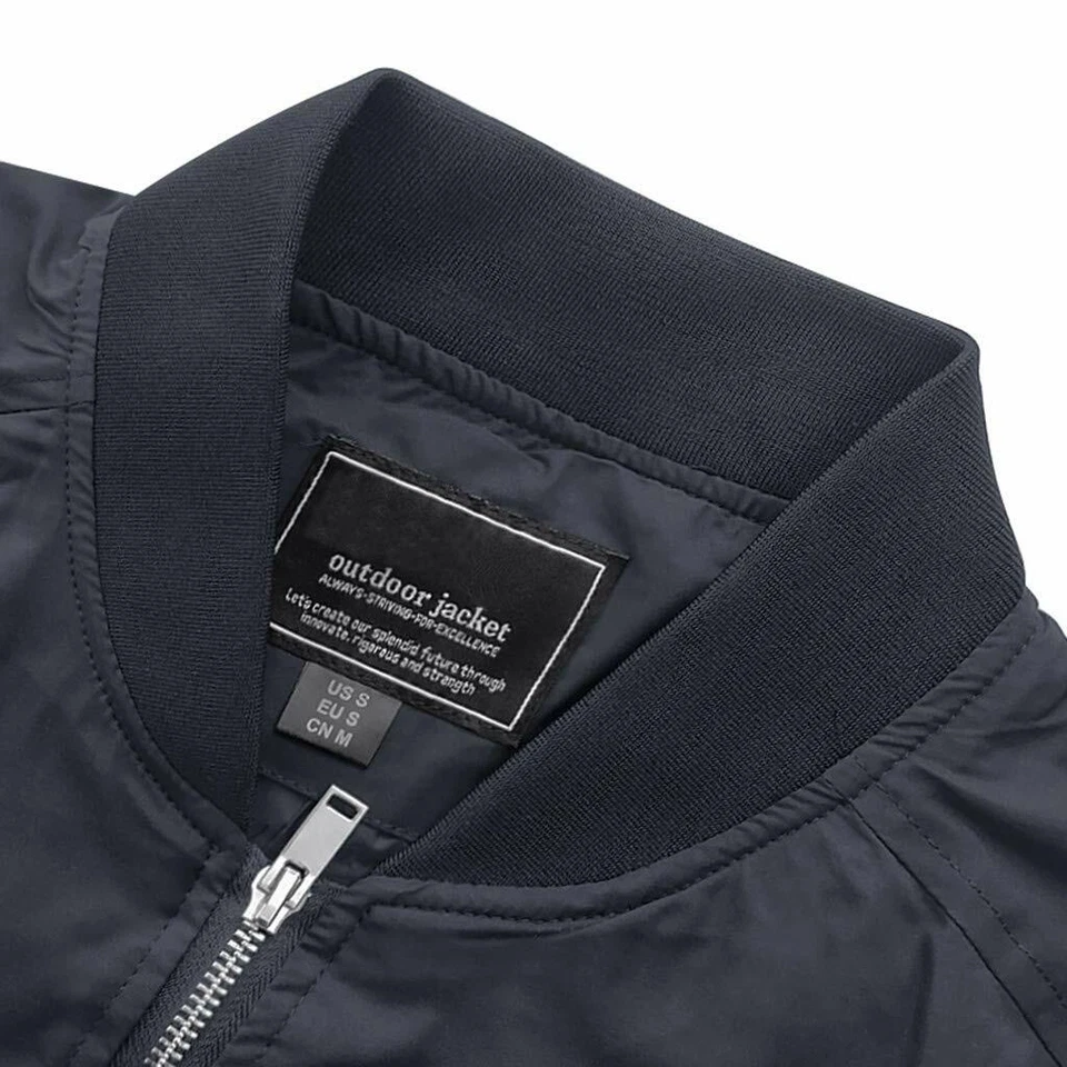 Men's Lightweight Baseball Jacket Full Zip Up Spring Fall Casual Work Pilot Coat - Image 4 of 4