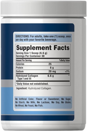 Puritan's Pride Collagen Peptides Powder Type I & III 7 oz /198 g - Picture 4 of 6
