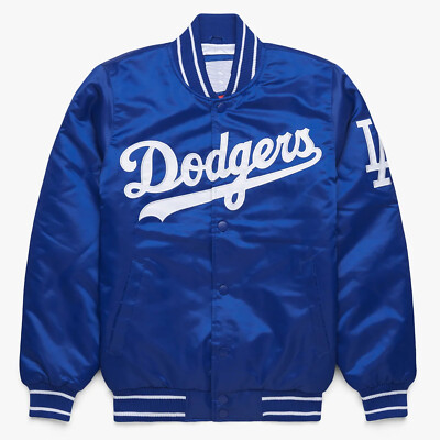 MLB Los Angeles Dodgers Blue Satin Letterman Baseball Jacket Varsity Jacket