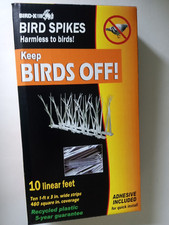 Bird-X Plastic Polycarbonate Bird Spikes Kit with Adhesive Glue 10 Ft Block Bird