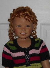 Monique CUSTOM ANNABELLE Doll Wig SZ 15/16 GINGER Long Curly Ponytail/Bangs NEW