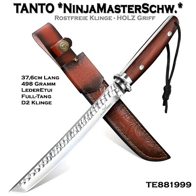 Outdoor-Messer TE881999 | Full-Tang 37,6cm Rosenholz Griff Tanto Lederscheide