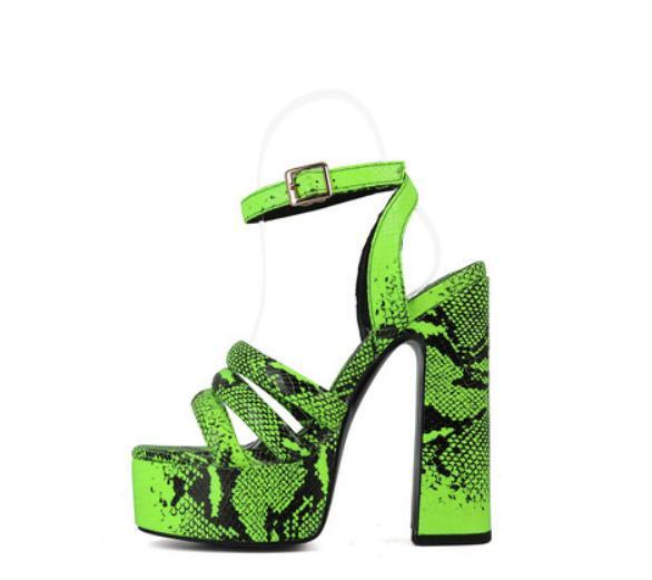 【PORTERNA】Tammy snake sandals Women's Platform Snakeskin Ankle Strap Peep Toe Sandals