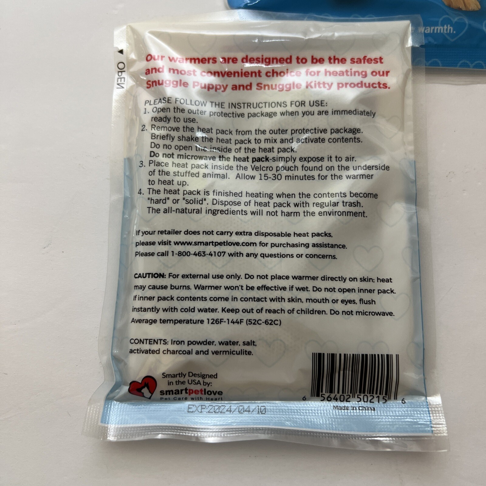 Snuggle Puppy Heat Pack, 24 hr. Disposable Warmer, No Electricity Or