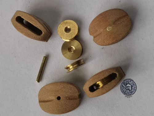 Professional Top-level Pear Wood Brass Pulley Wooden Model Ship Fittings-10 Pcs - Picture 3 of 8
