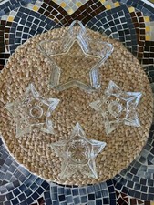 Clear Glass Star Shaped Candle Holders- Lot Of 4 Taper/Tea Light/ 1 Candy Dish
