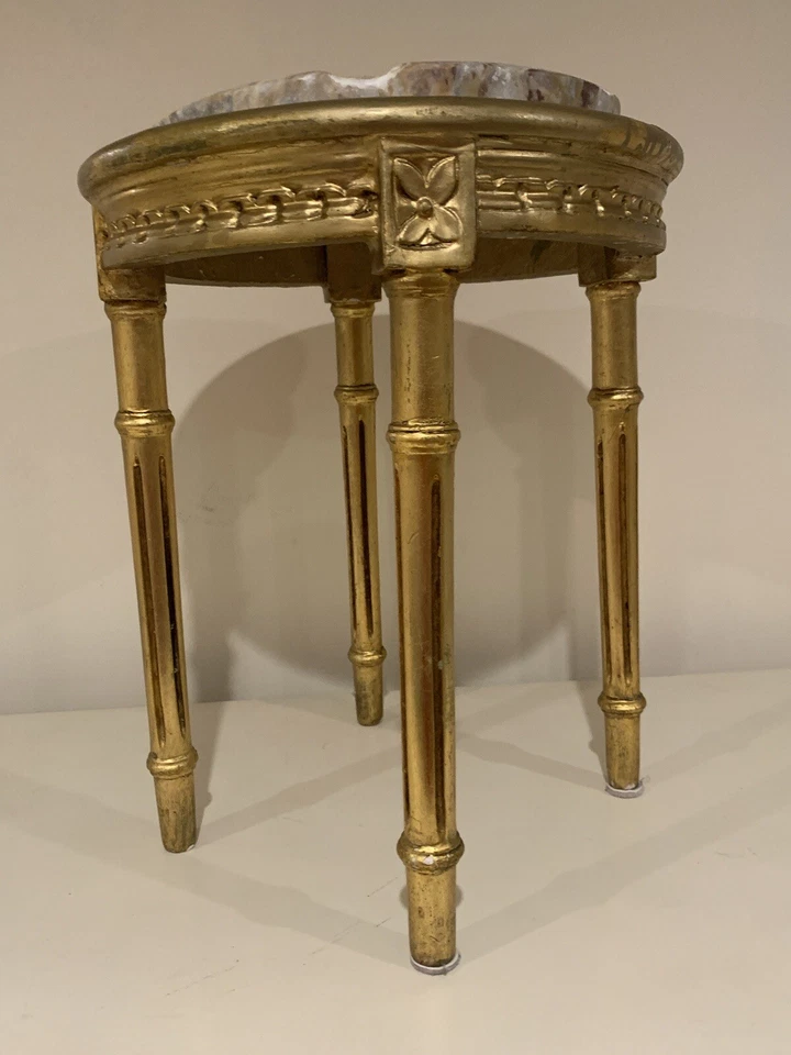 Antigua consola Luis XVI Demi-Lune tapa de mármol Foto 3 de 4