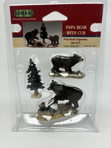 Lemax 2001 2003 Woodland Animals, Bear & Cubs, Firewood Stacks Christmas Village - Picture 4 of 9