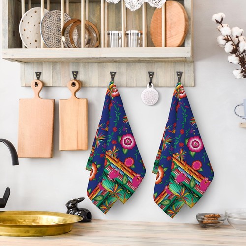 Mexican Floral Kitchen Towels with Hanging Loop Mexican Kitchen Decor Mexican... - Picture 5 of 6