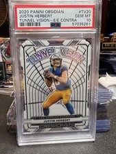 2020 PANINI OBSIDIAN JUSTIN HERBERT ROOKIE TUNNEL VISION E/E CONTRA PSA 10 POP1