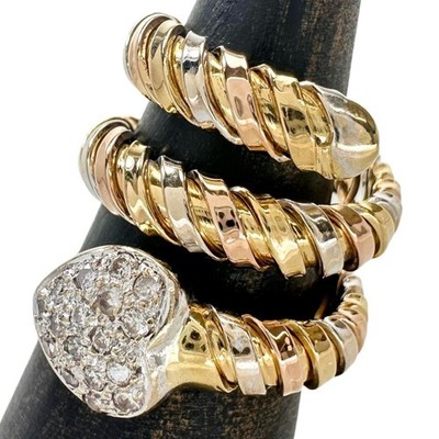 US 6.2 Free size diamond 0.43ct in total Ring K18YG yellow gold/K18WG white ...