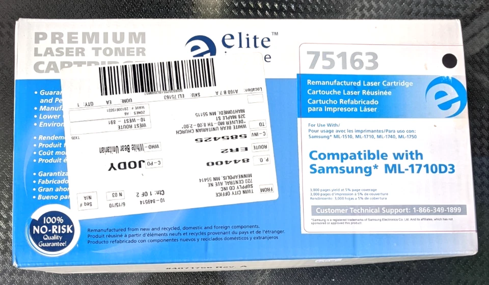 Elite Image 75163 Black Toner Cartridge for Samsung ML-1710D3 (NEW/SEALED) - Image 2 of 4