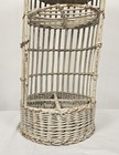 Vintage 1960s French Wicker Wine Bottle Basket Tall Rattan Caddy W/ Handles 33" — photo 3