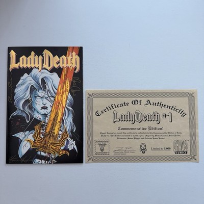 Chaos! Lady Death #1 Commemorative Edition Signed Pulido Hughes Jensen w/COA