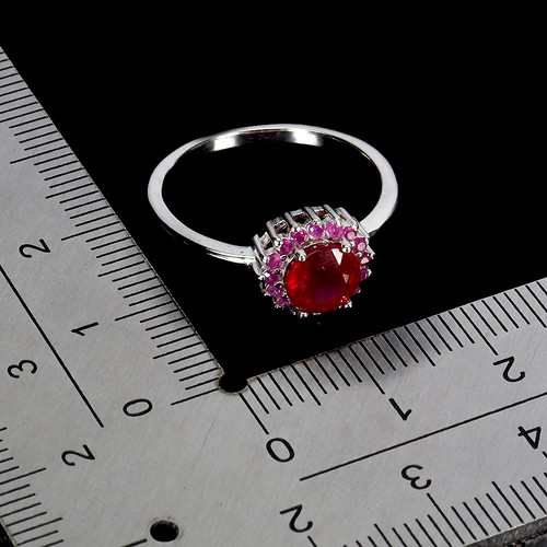 925 Sterling Silver Ring Round Ruby 6mm Natural Gemstone Jewelry Size 7.5 - Picture 3 of 13