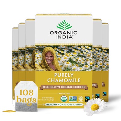 Organic India Purely Chamomile Tea- Regenerative Organic Chamomile Flowers Ca...