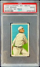 Chief Bender Pitching No Trees. 1909-11 T206 Sweet Caporal 350-460/42 PSA 2 Good