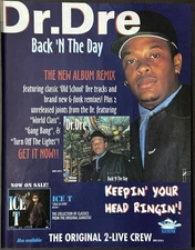 8.5x11 OG Rap Promo Ad Poster Dr Dre Back N The Day 1996 Ice-T 2-Live Crew