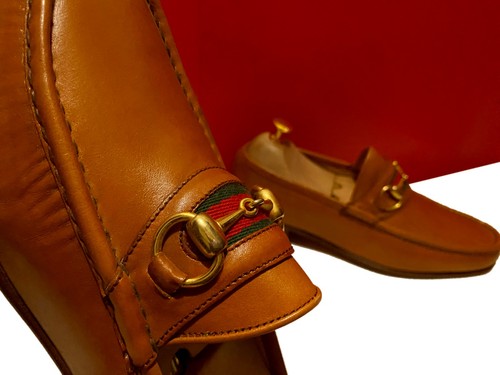 $989.00 !! GUCCI MEN TOM FORD ERA BROWN LEATHER SHOES LOAFERS MARKED SIZE 41 M