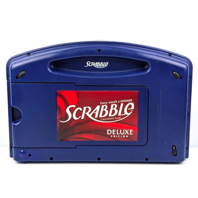 Scrabble Deluxe Edition Wheels Rotating Turntable Board Travel Game COMPLETE