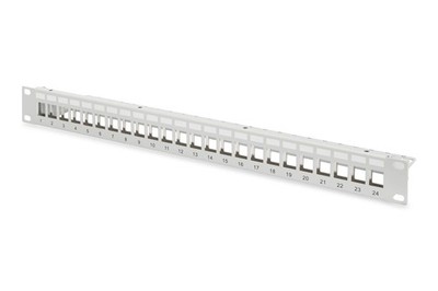 DIGITUS RAL 7035 Patch Panel Housing 1HE for Keystone Module 24-Port / 48.3 cm /