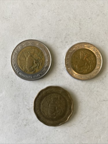 1998 Mexico Coins-2 and 1 Pesos, and 50 Centavos-Circulated - Picture 5 of 6