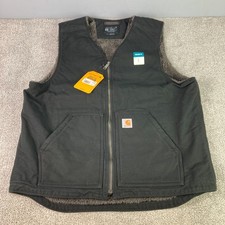 Carhartt Relaxed Fit-Sherpa Lined Canvas-Duck Vest Black Full Zip OV4394-M NWT