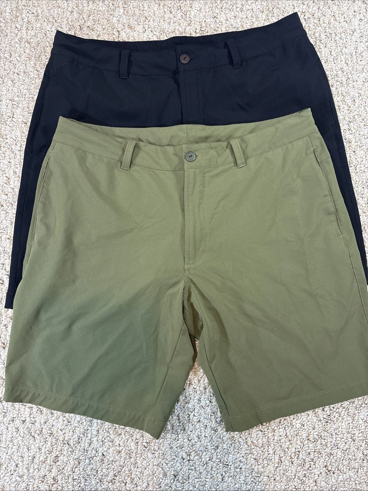The North Face Lot Of 2 Black Green Outdoor Hiking Performance Shorts - Men's 36