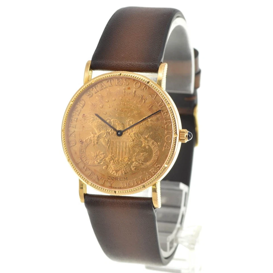 CORUM $20 Double Eagle Coin Watch K18YG leather Hand Winding Men's A#141534 - Image 2 of 4