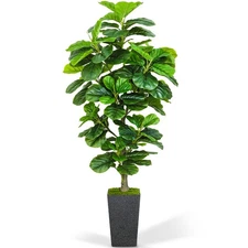 Artificial Fiddle Leaf Fig Tree 6ft, 6 Feet Large Tall Fake Plants Indoor wit...