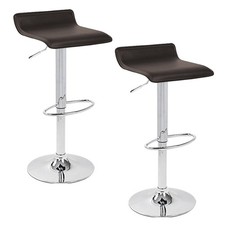 Apontus PU Leather Swivel Hydraulic Bar Stool with Back Cushion, Set of 2 Grey