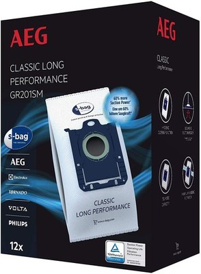 AEG GR201SM s Bag Staubbeutel Classic Long Performance MegaPack 12 Synthetik