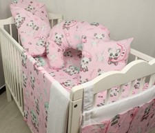 10 pc BEDDING SET for cot bed  NURSERY  sweet pandas girl large set duvet quilt