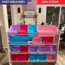 Kids Toy Storage Organizer  Plastic Bins Playroom Bedroom Toddler Storage Bin