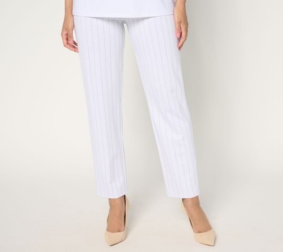 Dennis Basso Women's Pants Sz S Regular Spring Ponte Pinstripe White A681189