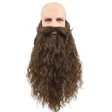Honcloud 18 Inches Men's Long Curly Brown Synthetic Pre - styled Large,