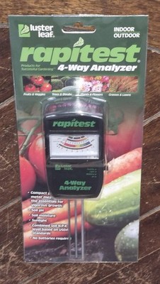 Rapitest 4-Way Analyzer: Measures Soil pH, Moisture, Light & Fertility #1880