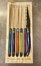 Laguiole De Table - Set of 6 Steak Knives w/ Case France Six Multicolor FREESHIP