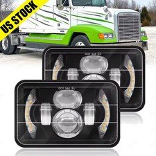 Black DOT 4x6'' LED Headlights Sealed Hi/Lo Beam For Freightliner FLD120 FLD112