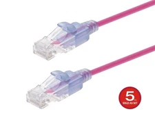Monoprice Cat6A Ethernet Patch Cable 5-Pack - 3ft - Pink | 550MHz, 10G, 30AWG