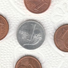   ITALIA   RARA  MONETA  1   LIRA   1970   UNC  DA  SERIE  ZECCA