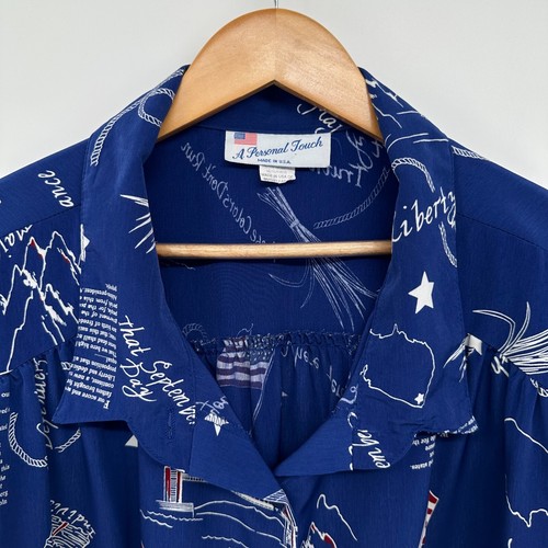Vintage Y2K Tunic Top Shirt Size 5X USA 4th of July Patriotic America Button Up - Picture 4 of 11