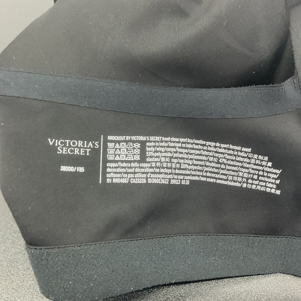 Victoria's Secret Women’s 38DDD Black ZipFront Sports Bra Polyamide