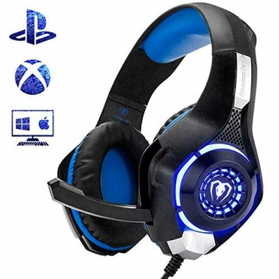 CUFFIE BEEXCELENT GM-1 GAMING GIOCO LED BLU PER PS4 XBOX PC TABLET SMART  WORKING | eBay
