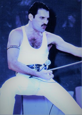 FREDDIE MERCURY PHOTO LIVE AID QUEEN 1985 ELITE UNIQUE UNRELEASED IMAGE 12 INCHS