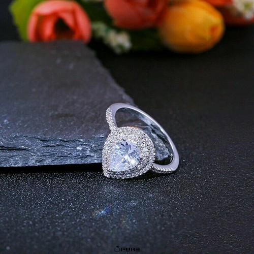 Pear Shaped Sterling Silver Plated Engagement Rings made with Swarovski Zirconia - Picture 41 of 74