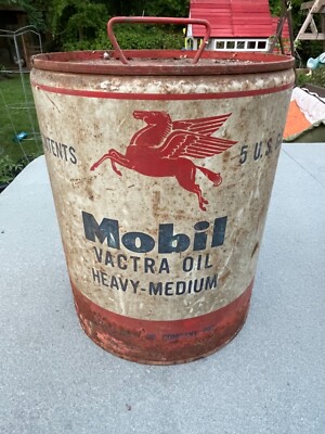 Mobil Vactra Oil Heavy Medium 5 Gallon Vintage Can